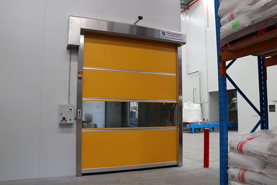 Interior Lempar High Speed Shutter Pintu Kuning Tirai PVC Profesional