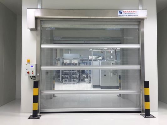 Full Transparan PVC Roll Up Pintu Frame Stainless Steel